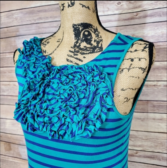 Design History Sleeveless Stripes Top Ruffle S - Picture 4 of 6